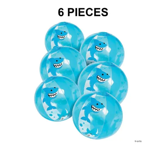 Mini Inflatable 5" Shark Beach Balls - 6 Pc. {1}