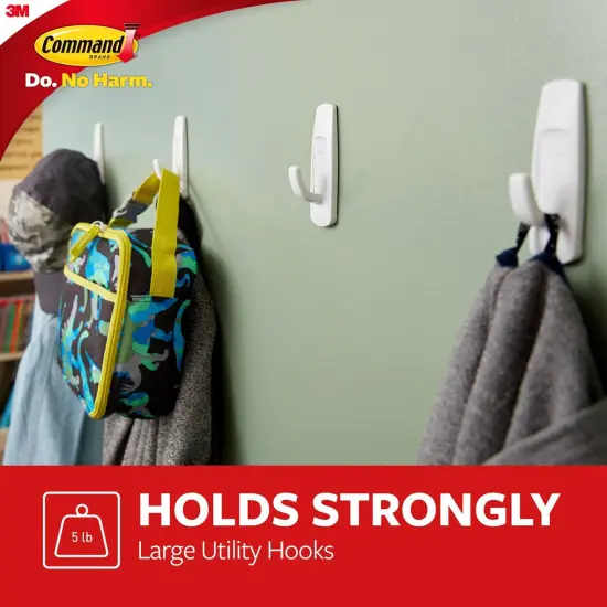 Command&trade; Large Utility Hooks Multi-Pack, 3 Per Pack, 3 Packs {3}