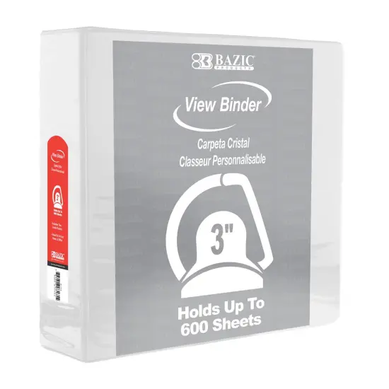 Slant D Ring View Binder with 2 Pockets, 3", White, Pack of 3 {2}