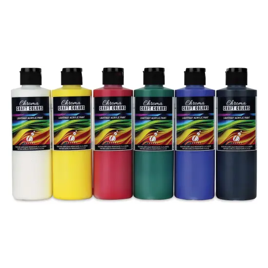 Chroma Craft Colors Acrylic Paints - Basic Colors, Set of 6, 8 oz {1}