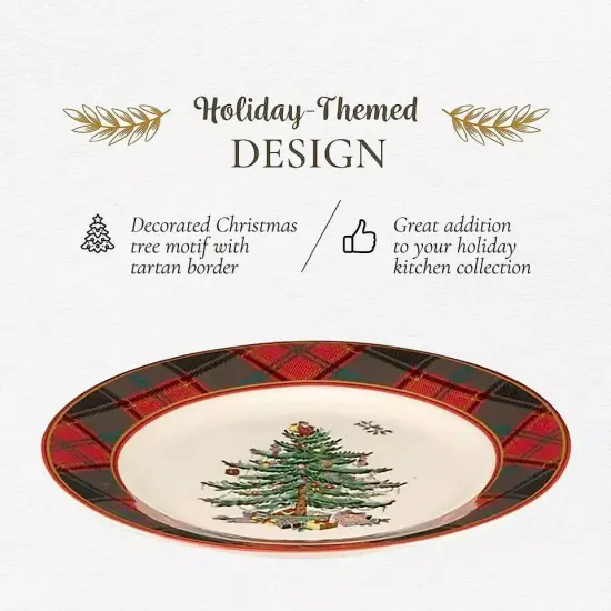 Spode Christmas Tree Tartan Salad Plate, 7.75 inch, Stoneware - 4 pieces {2}