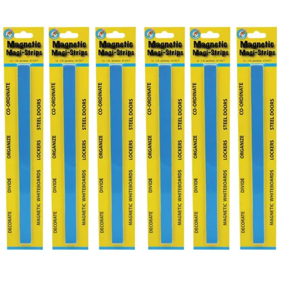 Magnetic Magi-Strips, Blue, 12 Feet Per Pack, 6 Packs {1}