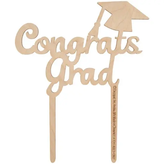Graduation Wooden Cake Topper with Hat Congrats Grad! Layon Cake {6}
