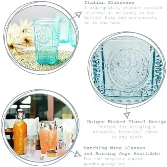 Bormioli Rocco Romantic Cooler Drinking Glass Set of 4, 16 oz - Light Blue {2}