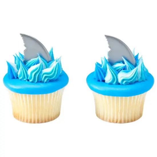 Shark Fins Cupcake Cake Decorating pics toppers 12 set {1}