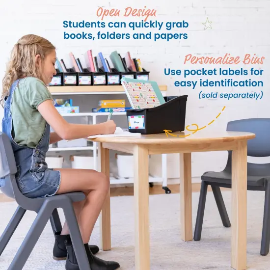 Linking Book Bins, Colorful Connecting Storage Black {5}