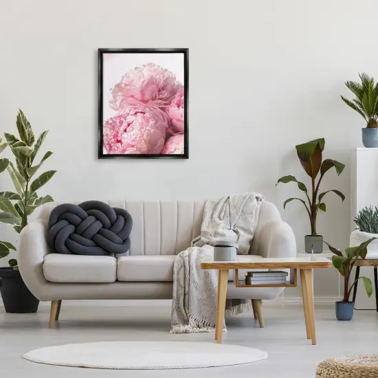 Stupell Industries Blush Pink Peonies Florals Framed Floater Canvas Wall Art Black Floater Frame {2}