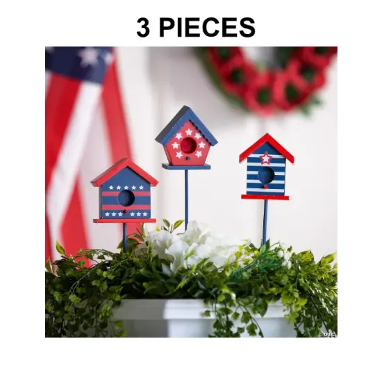 Patriotic Birdhouse Planter Sticks - 3 Pc. {1}