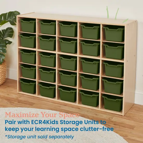Scoop Front Storage Bins, Multipurpose Organization, 25-Pack Hunter Green {4}