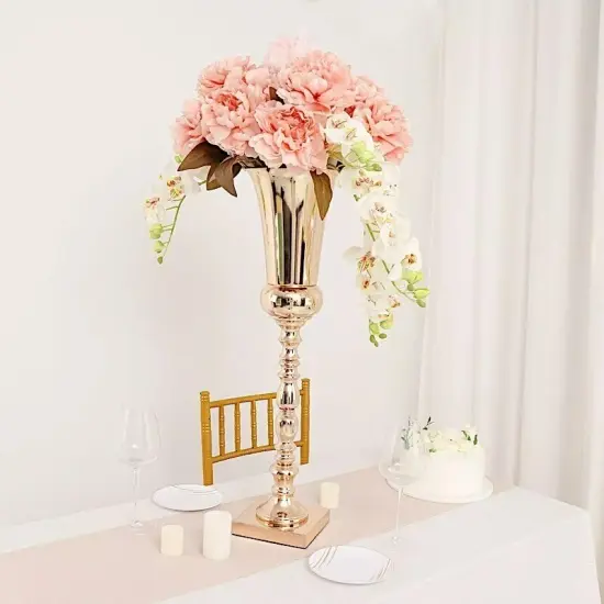 27" GOLD Metal Trumpet Wedding VASES Party {2}