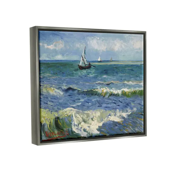 Stupell Industries Les Saintes-Maries-de-la-Mer Van Gogh Framed Floater Canvas Wall Art Gray Floater Frame {3}