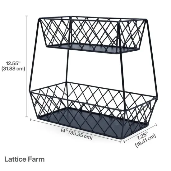 Gourmet Basics by Mikasa Lattice Farm Storage Basket, 2 Tier, Black {2}