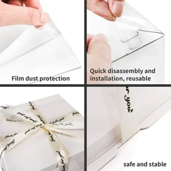 10" x 10" x 9" Clear Transparent White Tall Layer Cake Bakery Boxes with Window {3}
