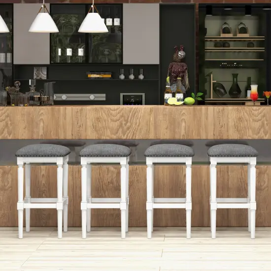 3 Heights Square Saddle Stool Set Of 2 With Footrests And Padded Seats {5}