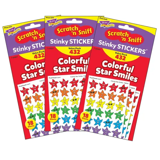 Colorful Star Smiles Stinky Stickers&reg; Variety Pack, 432 Per Pack, 3 Packs {1}