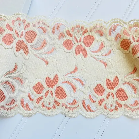 Kitcheniva 5.5" Wide Stretch Butter White & Pink Floral Lace {3}