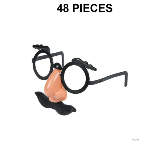 Kids Nose Eyebrows & Mustache Plastic Glasses Bulk 48 Pc {1}