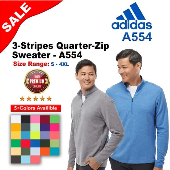 Adidas&reg; 3-Stripes Quarter-Zip Sweater Black melange {2}