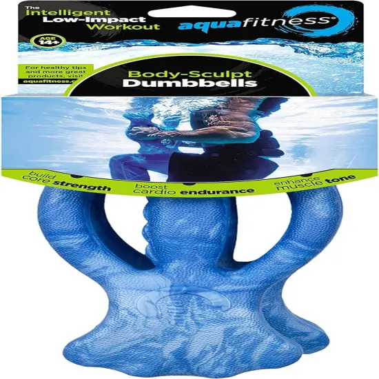 New Aqua Water Fitness Body Sculpt Ergo Dumbbells &ndash; Exercise Equipment for Water Aerobics, Aquatic Low-Impact Workouts, and Resistance Training &ndash; Light Blue {4}