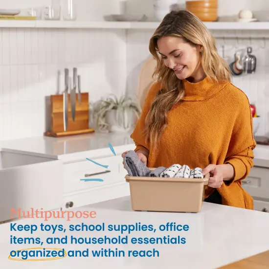 Scoop Front Storage Bins, Multipurpose Organization, 20-Pack Sand {3}