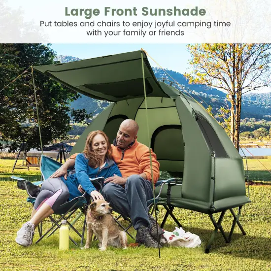 2-Person Foldable Outdoor Camping Tent Cot with Air Mattress and Sleeping Bag {1}
