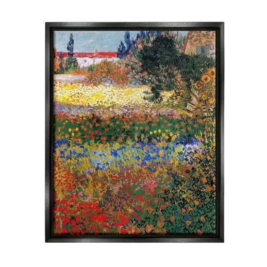 Stupell Industries Flower Garden Van Gogh Framed Floater Canvas Wall Art Black Floater Frame {1}