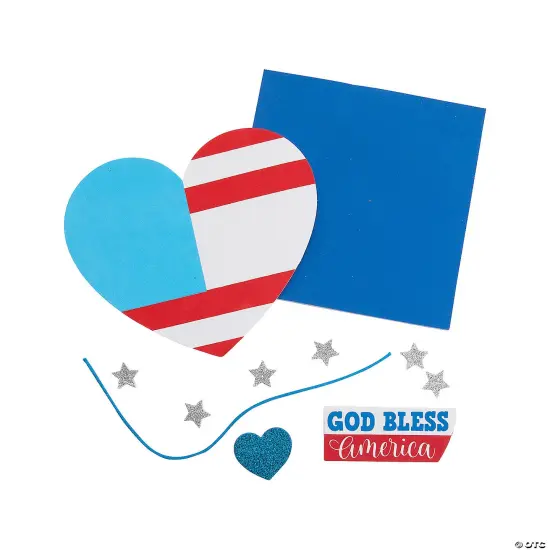 Patriotic God Bless America Heart-Shaped Handprint Sign Craft Kit - Makes 12 {2}