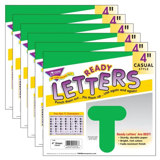 Green 4" Casual Uppercase Ready Letters&reg;, 6 Packs {1}