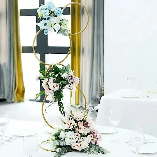GOLD 3" Metal Hoops Pillar Backdrop Stand {3}