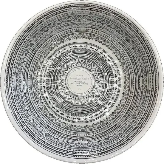 American Atelier Melamine Cereal Bowls Set Of 4 Moroccan Black/White Design {1}