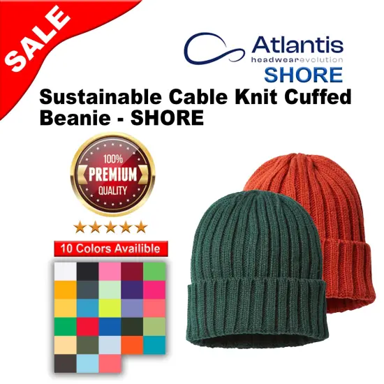 Atlantis Headwear&reg; Sustainable Cable Knit Cuffed Beanie Rusty {2}