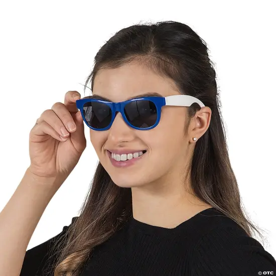 Adults Blue & White Two-Tone Sunglasses 12 Pieces {2}
