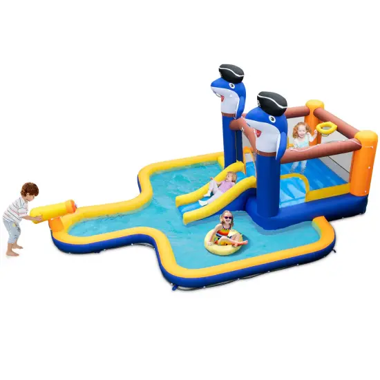 7-in-1 Water Slide Park With Splash Pool And Water Cannon Without Blower {5}