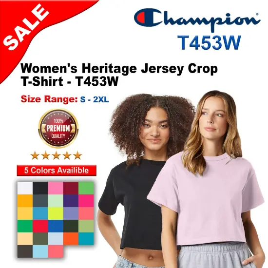 Champion&reg; Women's Heritage Jersey Crewneck Short Sleeve Crop T-Shirt Navy {2}