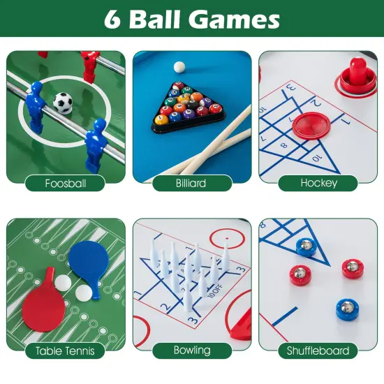 12-in-1 Combo Game Table Set With Foosball Air Hockey Pool Chess And Ping Pong {6}