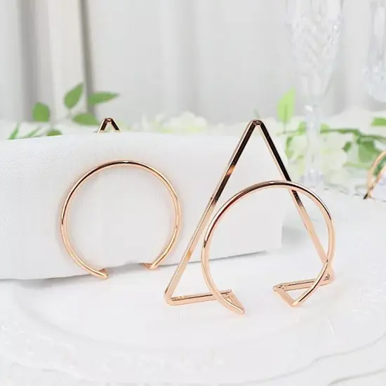 4 Gold Circle Triangle Geometric Metal Napkin Rings {5}