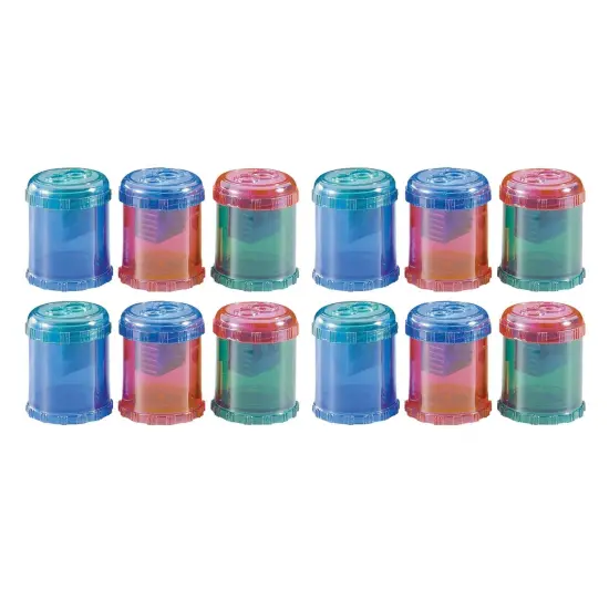 Manual 2-Hole Pencil and Crayon Sharpener, Assorted Colors, 12 Per Pack {1}