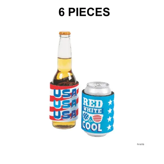 Premium Patriotic Neoprene Slap Can & Bottle Coolers - 6 Pc. {1}