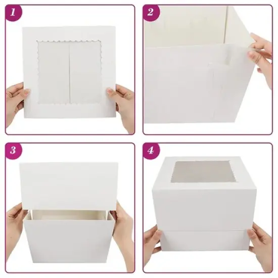 10 x 10 x 8" White Bakery Boxes with Window Pastry Boxes for Cakes, Cookies and Desserts {4}