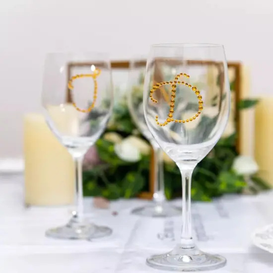 Gold Rhinestones GEM STICKERS 12 pcs Ampersand "&" DIY Crafts {4}