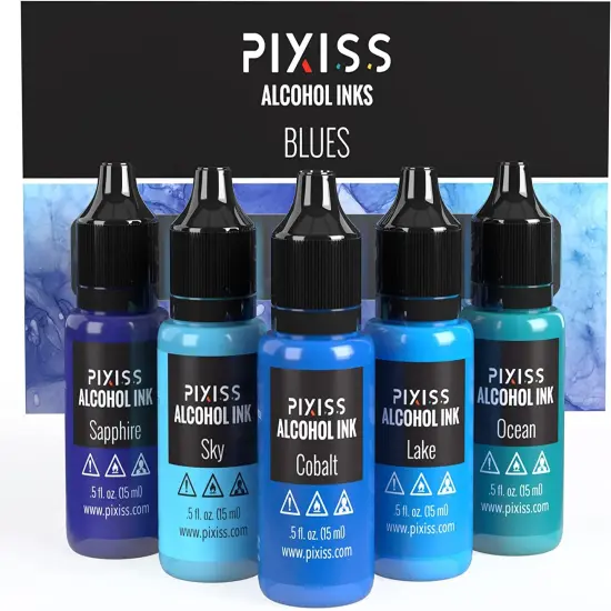 Pixiss Blues Alcohol Inks Set, 5 Highly Saturated Blue Alcohol Inks for Resin {1}