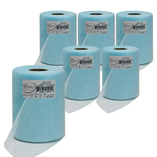 Premium Shiny Tulle Spool of 6-inch X 100 Yards Baby Blue {1}