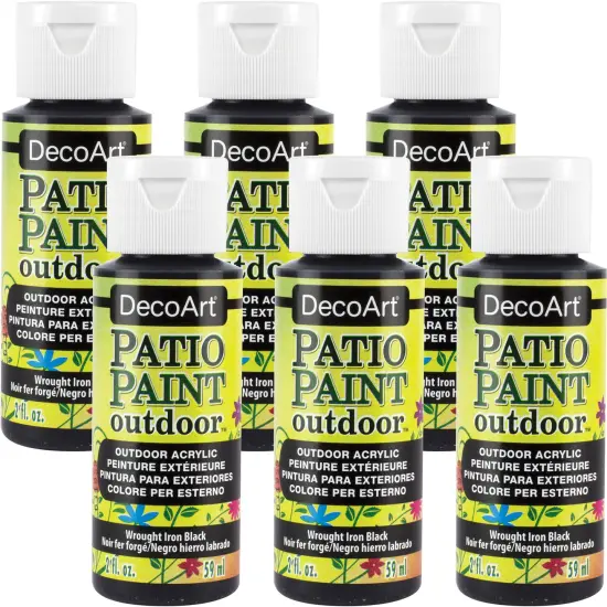 Multipack of 6 - DecoArt Patio Paint 2oz-Wrought Iron Black {2}