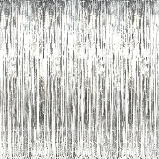 Shiny Silver Tinsel Foil Fringe Door Window Curtain Party Holiday Decoration {1}