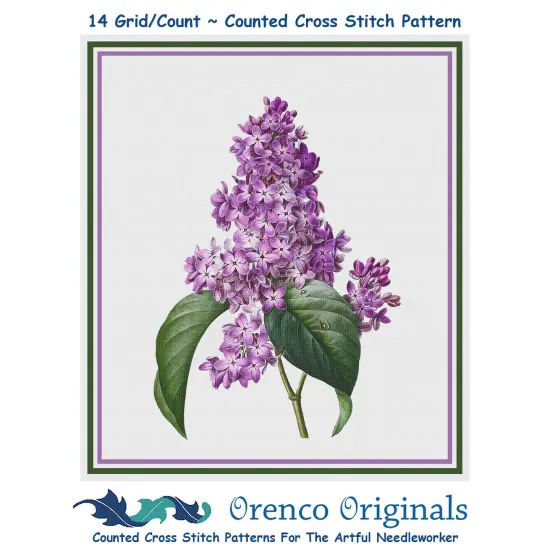 Lilac Flower Inspired by Pierre-Joseph Redoute Counted Cross Stitch Pattern {1}