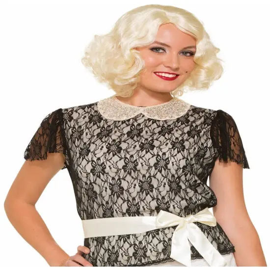 Adult's Womens Classic Beige Sequin Lace Collar Costume Accessory {1}