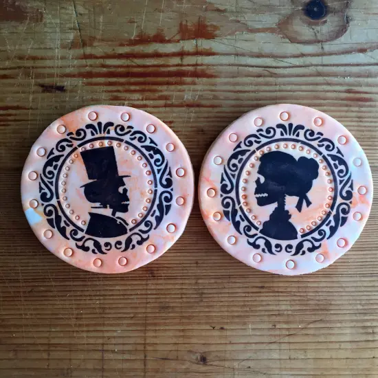 Skeleton Couple Cookie Stencil | C975 by Designer Stencils | Cookie Decorating Tools | Baking Stencils for Royal Icing, Airbrush, Dusting Powder | Reusable Plastic Food Grade Stencil for Cookies | Easy to Use & Clean Cookie Stencil {2}