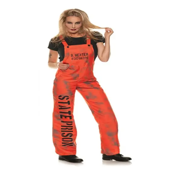 Women's D. Mented State Prison Convict Costume Dress {1}
