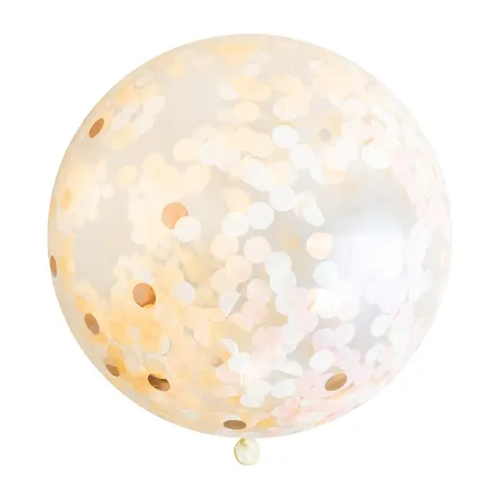 Jumbo Confetti Balloon - Peach & Rose Gold {1}