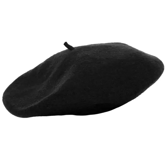 Black French Style Beret - Women's Classic Beret Hat For Casual Use - 1 Piece {2}